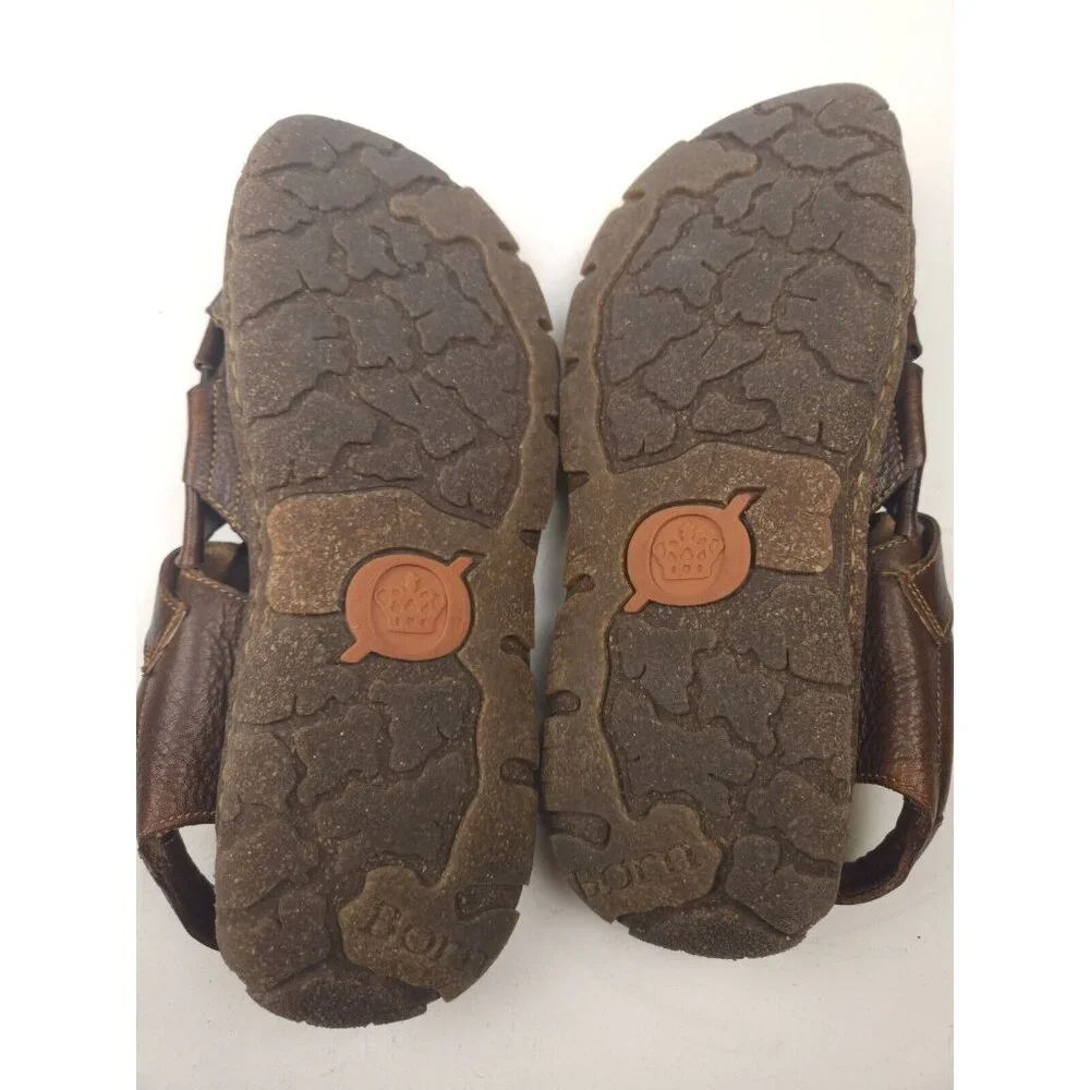 Born Cabot III 3 Brown Leather Fisherman Slingback Sandals Mens Sz 11/45